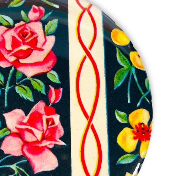 Vintage Upcycled 1950s Wrapping Paper Pocket Makeup Mirror 3" - Picture 4 of 9